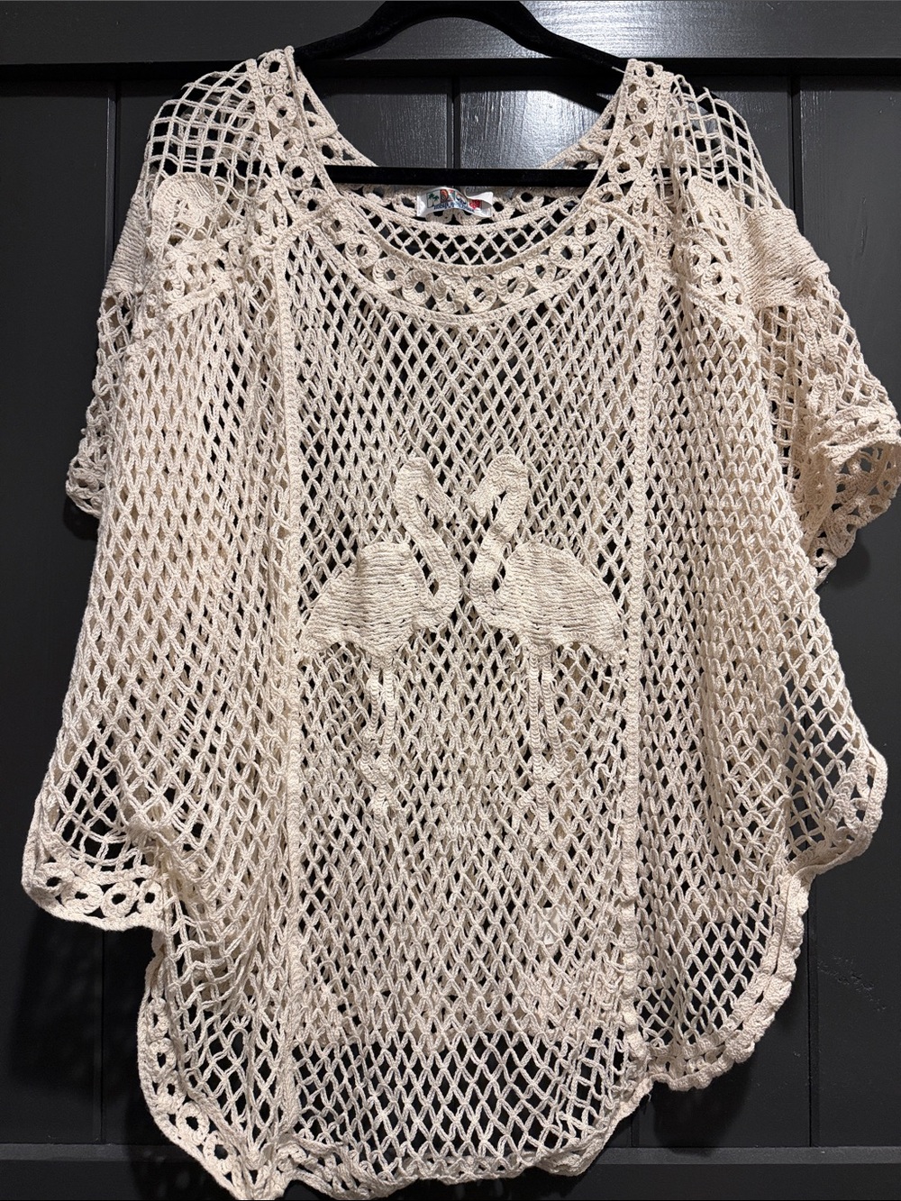 India Boutique Cream Open-Knit Poncho Sweater